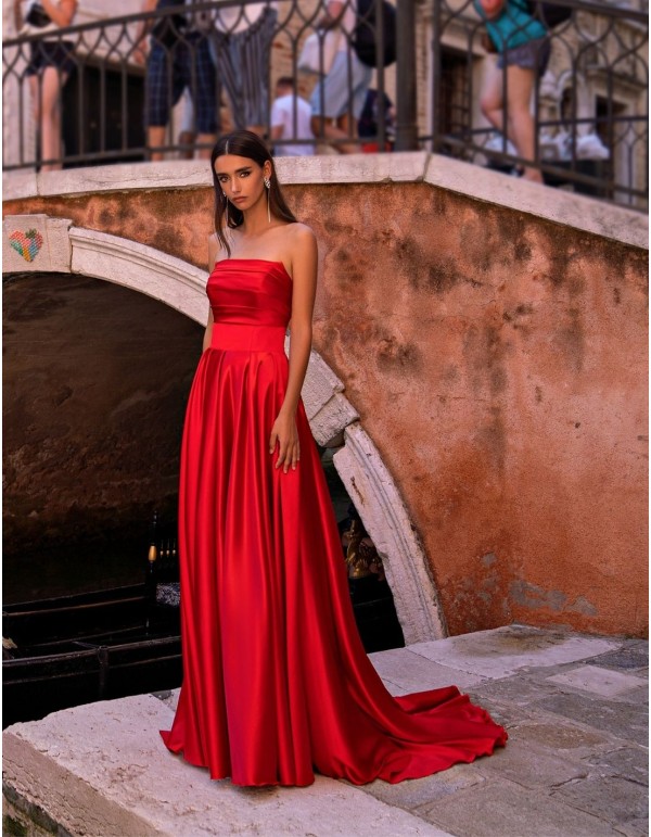 Vestido de fiesta largo palabra de honor