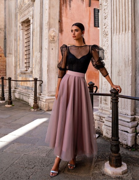 Conjunto midi bailarina con falda de tul