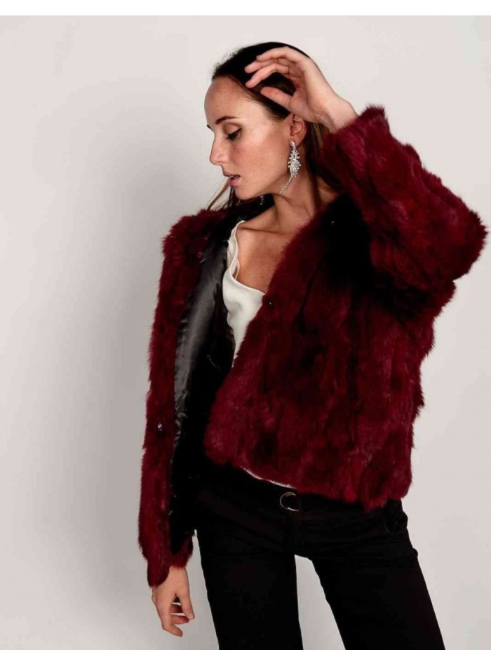 Rabbit fur coat with hood