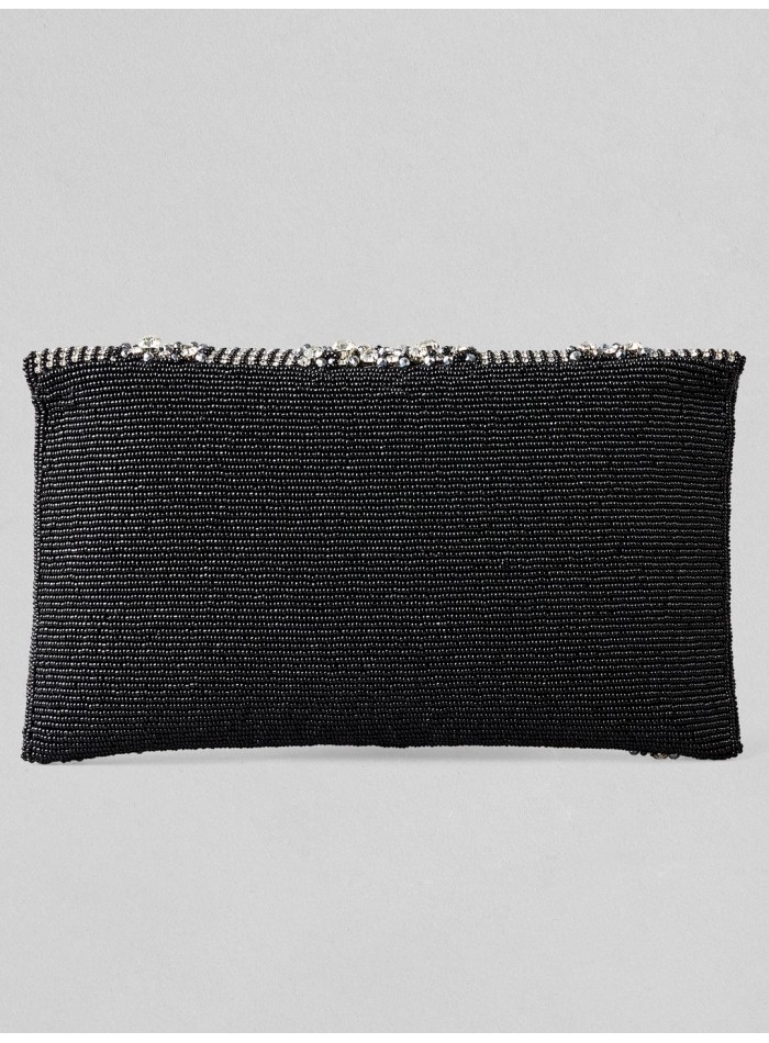Bolso de fiesta negro con cristales blancos