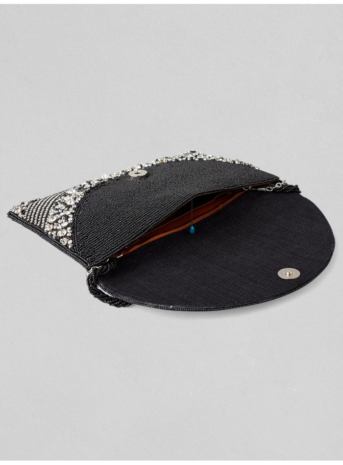 Sac de fête noir avec cristaux blancs