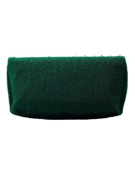 Emerald green evening clutch bag made of rhinestones