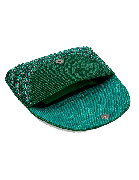 Sac de fête vert émeraude en strass