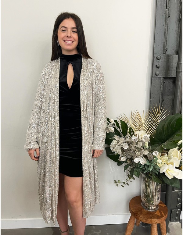 Kimono de lentejuelas negro 2