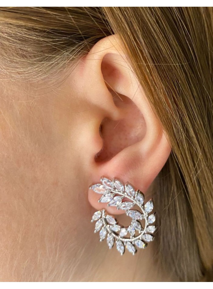 Boucle d'oreilles de fête en laurier avec cristaux