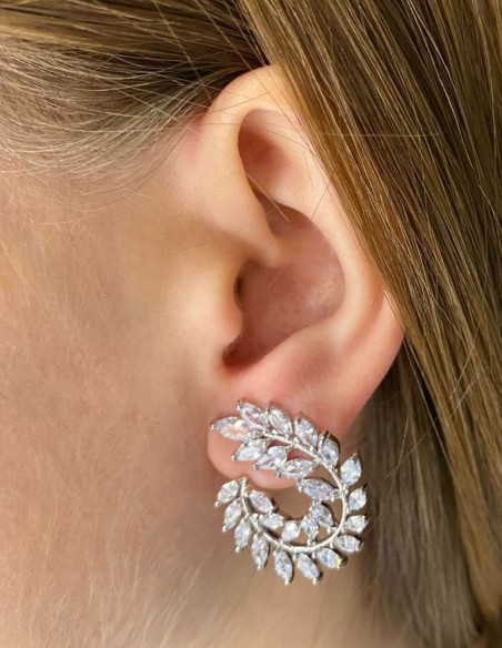 Boucle d'oreilles de fête en laurier avec cristaux