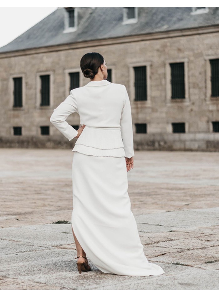 Blazer de mariée blanc avec Boutonnières