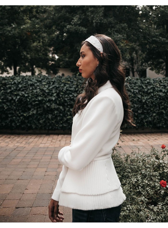 White bridal blazer with buttons