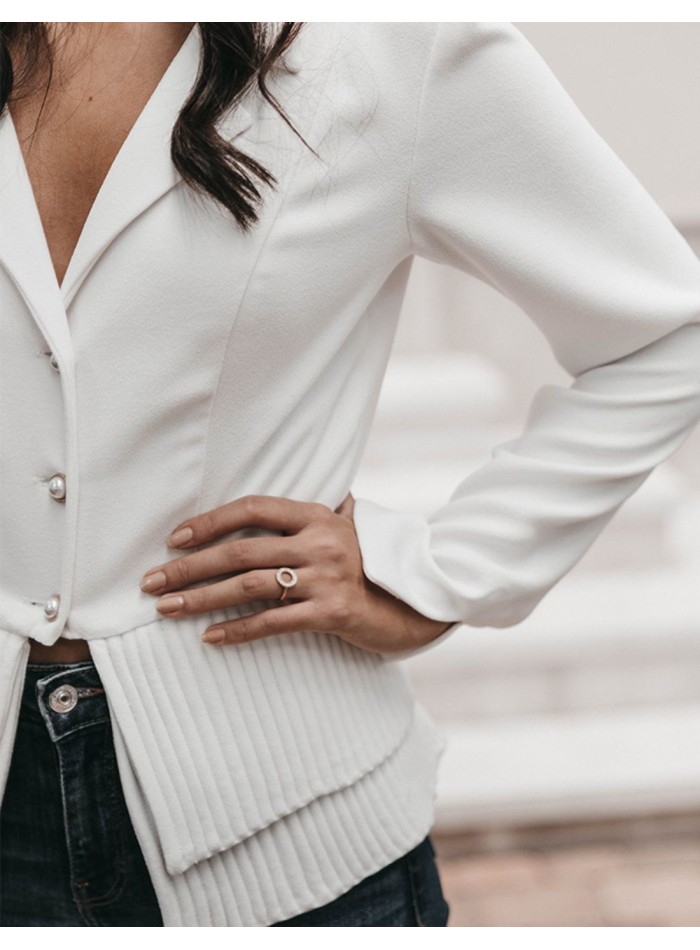 Blazer de mariée blanc avec Boutonnières