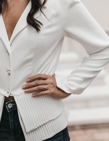Blazer de mariée blanc avec Boutonnières
