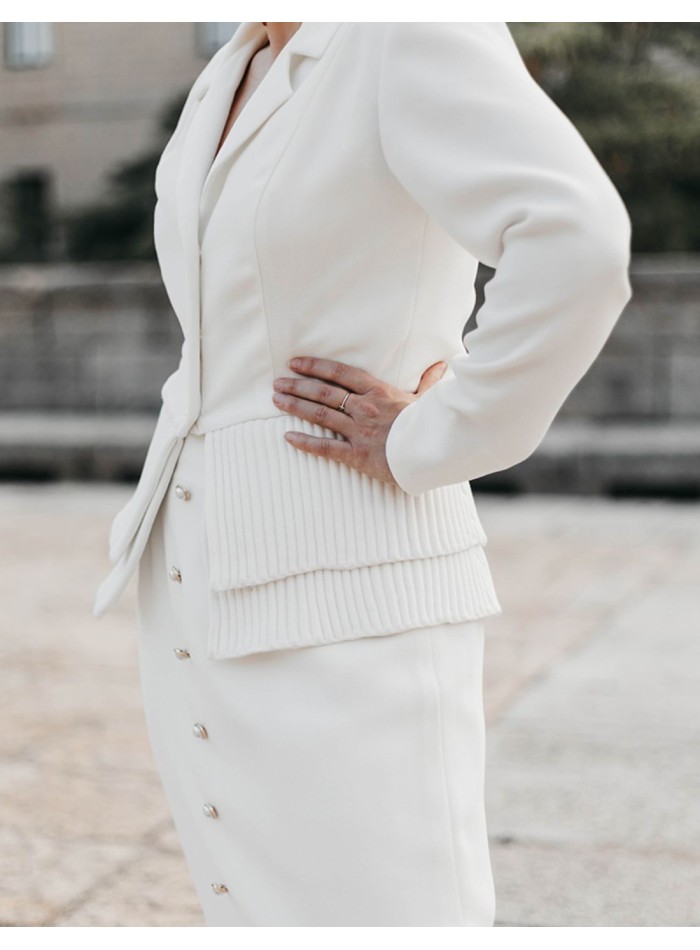 Blazer de mariée blanc avec Boutonnières