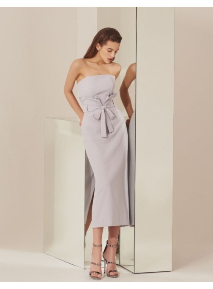 Vestido midi de fiesta palabra de honor con...