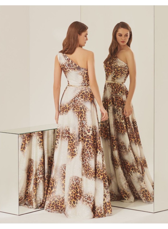 Robe longue de fête à imprimé animalier avec...
