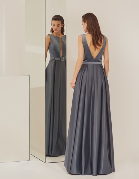 Vestido de fiesta largo combinado sin mangas