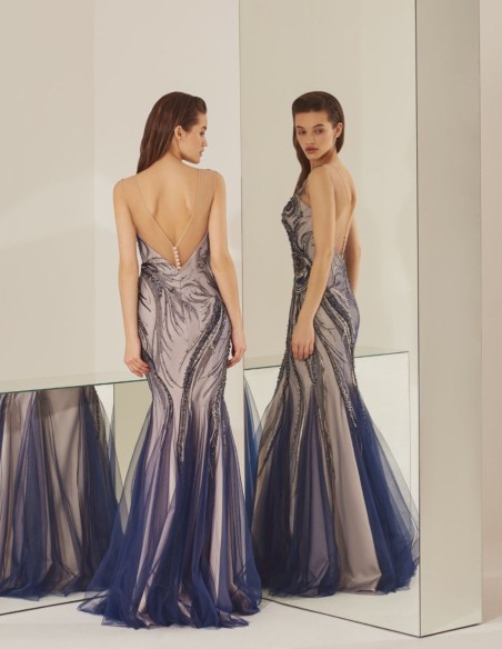 Tulle party dress with rhinestone bodice