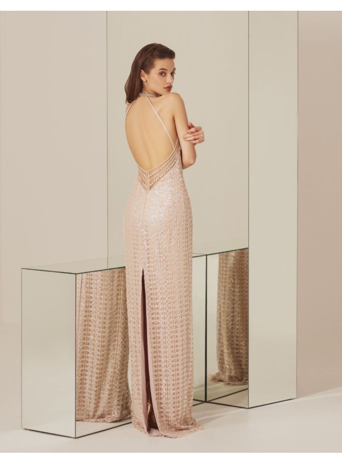 Vestido de fiesta champagne de lentejuelas...