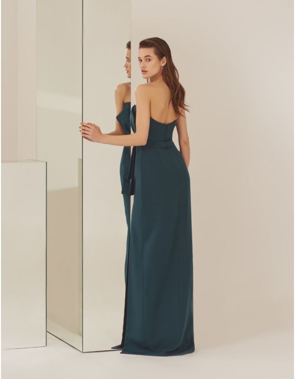 Robe de soirée vert émeraude avec un maxi nœud 2