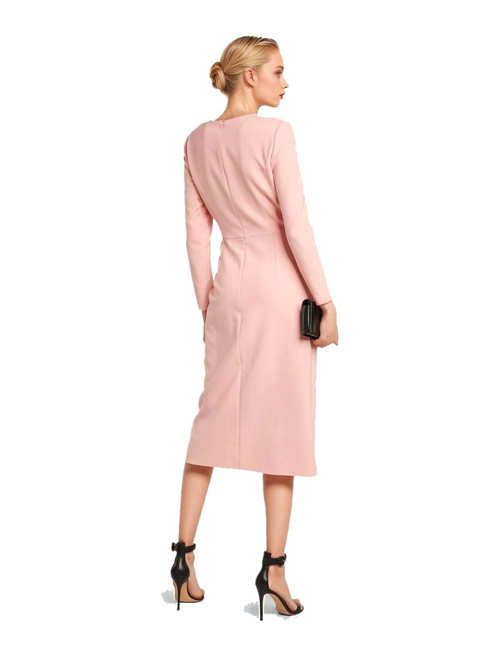 Vestido midi de fiesta con fruncido y cintura ceñida para invitada