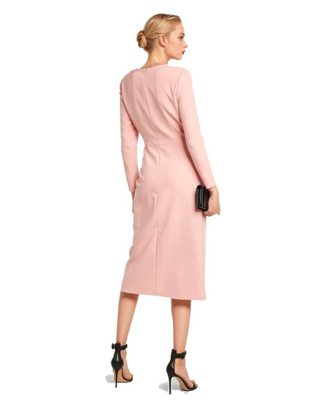 Vestido midi de fiesta con fruncido y cintura ceñida para invitada