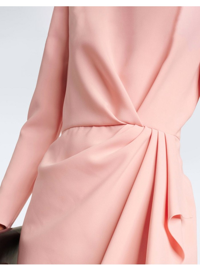 Robe de soirée midi avec ruchés et taille cintrée