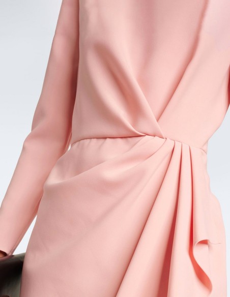 Vestido midi de fiesta con fruncido y cintura ceñida