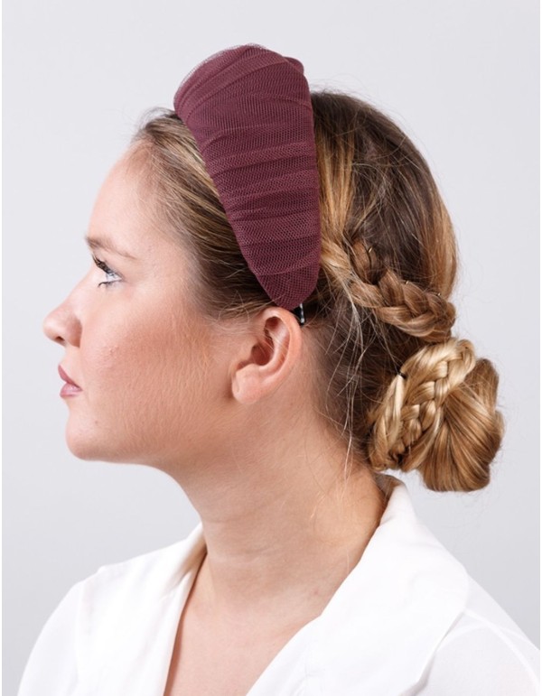 Diadema de fiesta berenjena combinada con tul 2