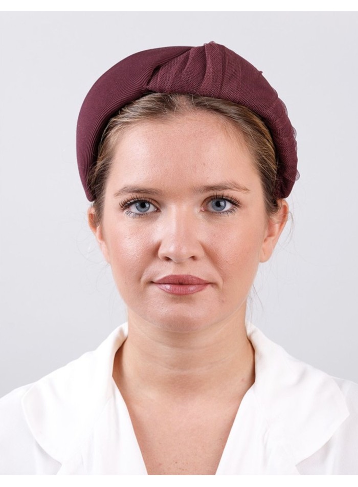 Aubergine party headband combined with tulle
