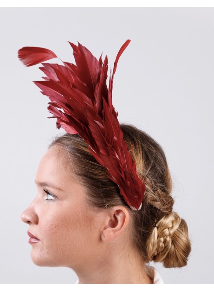 Raw party headband with wine plumage