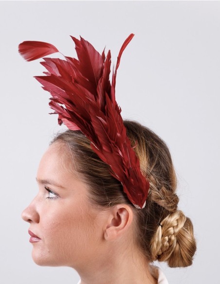 Raw party headband with wine plumage