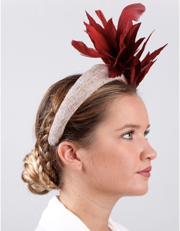 Raw party headband with wine plumage 2