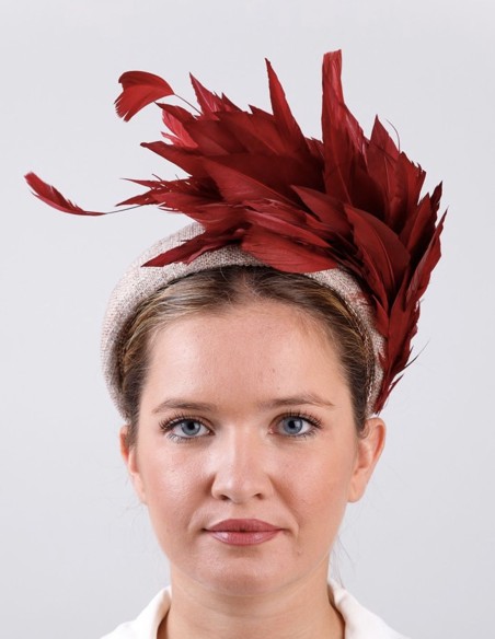 Raw party headband with wine plumage
