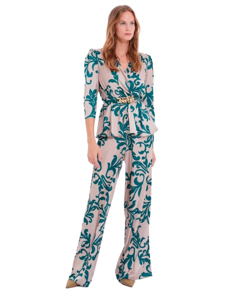 Printed blouse and trousers set