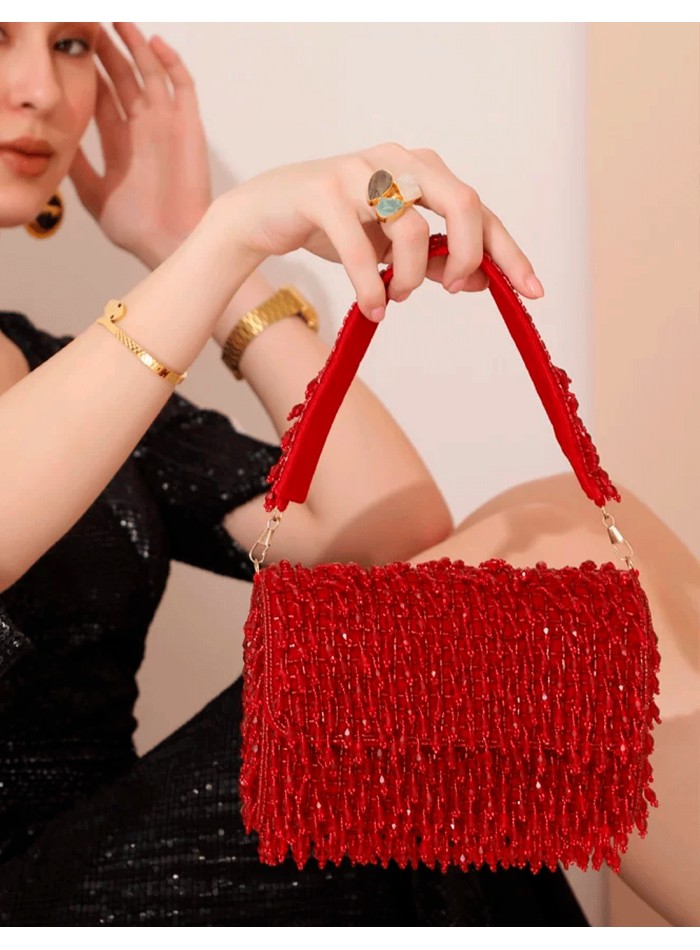 Sac de fête en strass avec cristaux et perles