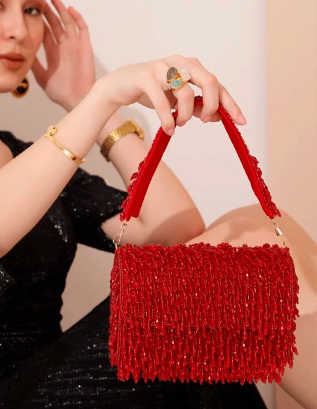 Sac de fête en strass avec cristaux et perles