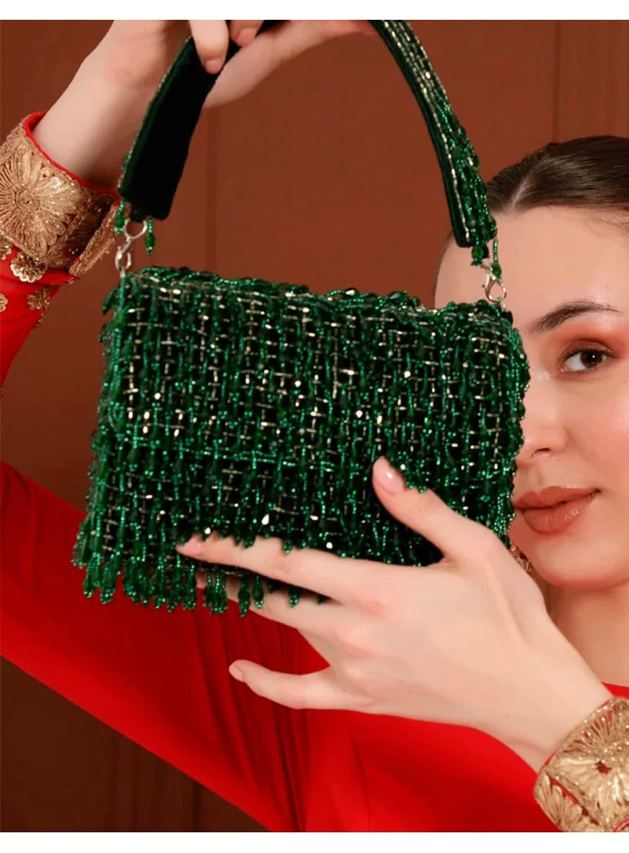 Sac de fête en strass avec cristaux et perles
