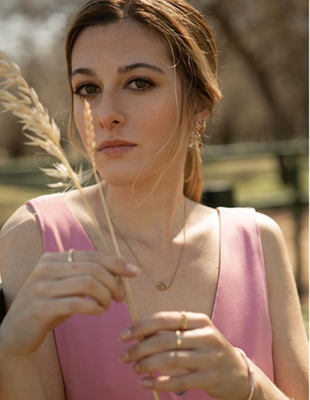 Vestido midi de fiesta satén rosa camelia