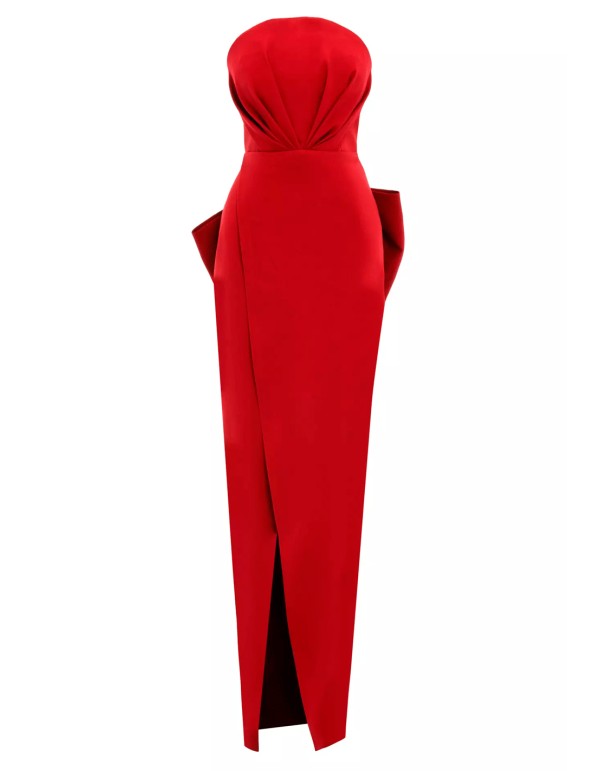 Evening dress with strapless neckline and maxi bow at the...