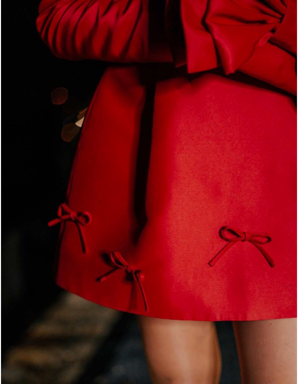 Mini party dress with bardot neckline and bow details 2