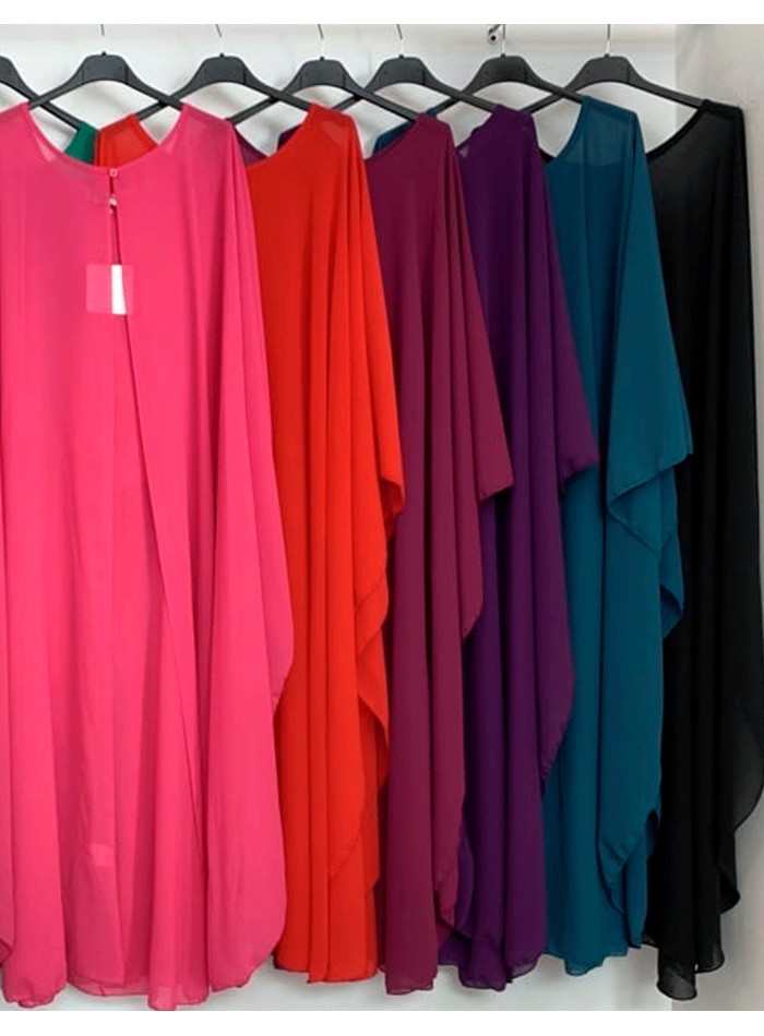 Cape d'invité multipositions en mousseline de soie