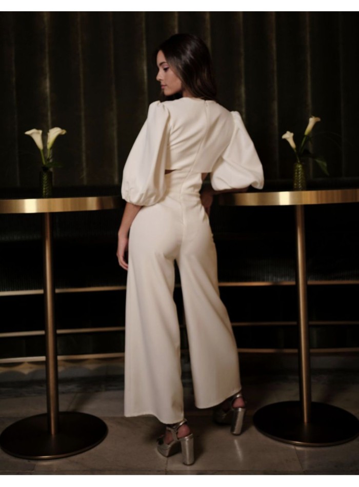 Mono de fiesta con manga abullonada francesa y...