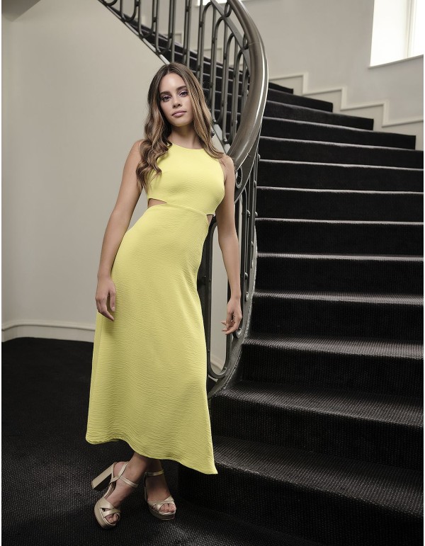 Lime midi party dress sleeveless