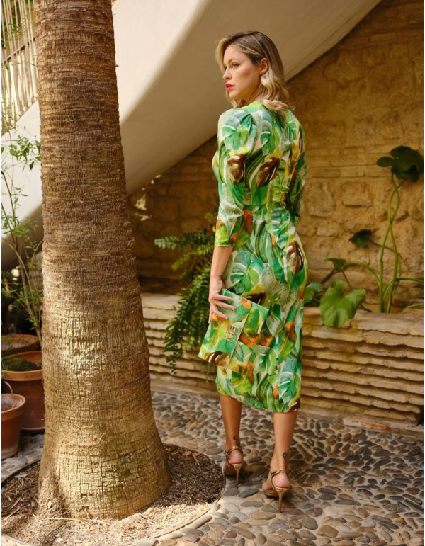 Vestido de fiesta midi estampado con nudo 2