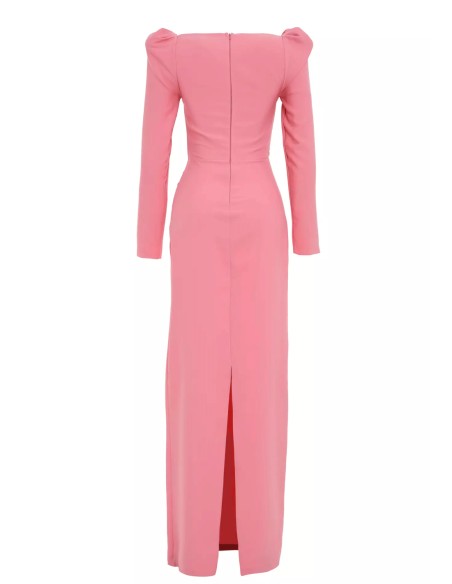 Vestido de fiesta largo con manga abullonada y bordado madrina