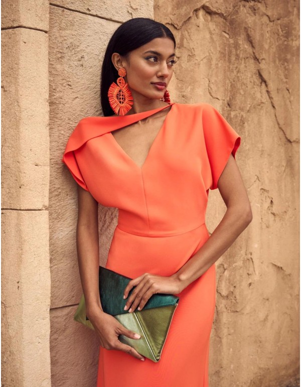 Orange midi party dress for guests. 2