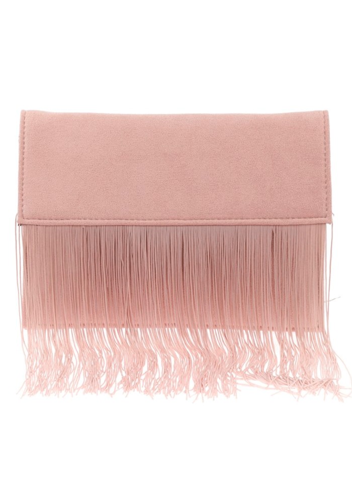 Cartera de mano de antelina con flecos