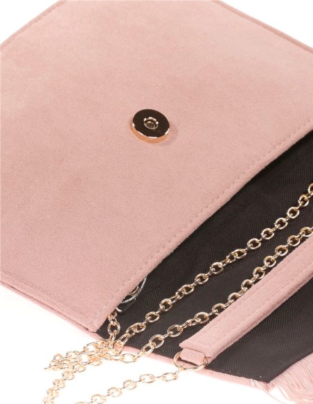 Cartera de mano de antelina con flecos