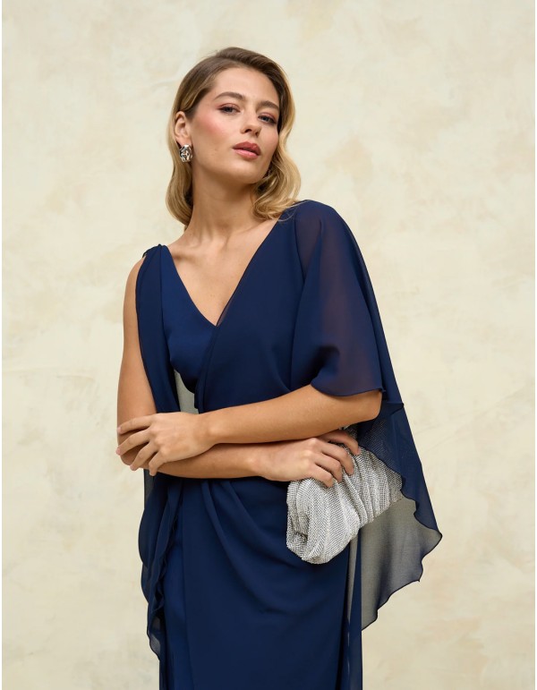 Midi party dress with open back and flowing sleeves 2