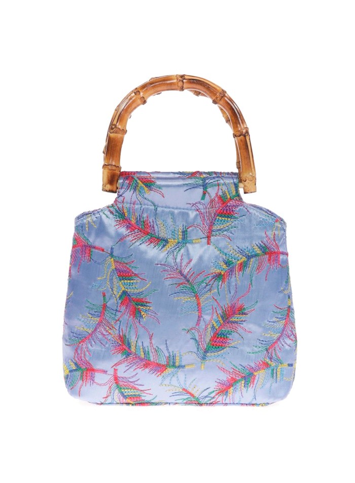 Satin embroidered evening bag