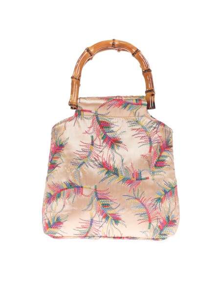 Satin embroidered evening bag