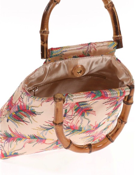 Satin embroidered evening bag